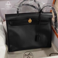Hermes🌈Herbag 31🧡防水布黑色金扣🧡全新未使用🌟全套有單🌟Stamp U🌟原膜在🌟herbag31🌟herbag🌟愛馬仕🌟