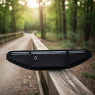 Waterproof running belt bag with magnetic race bib clips, sports towel, handcuff pouch, and cycling 