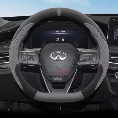 For Infiniti QX60 2025 D-Type Suede Leather Car Steering Wheel Cover Auto Accessory