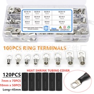220pcs Package sc Series Privacy Copper Wire Copper Tube Terminal SC4-SC25 Heat Shrinkable Tube Copp