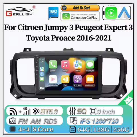 For Citroen Jumpy 3/Peugeot Expert 3/Toyota Proace 2016-2021 9" Android Multimedia Player CarPlay GP