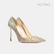 HLTINO金銀三色漸變亮片婚宴鞋