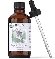 HBNO Organic Eucalyptus Essential Oil (Globulus) 4 oz (120 ml) - 100% Pure &amp; Natural Eucalyptus Essential Oil for Diffuser - USDA, Perfect Organic Eucalyptus Oil Essential Oil for Skin Therapy