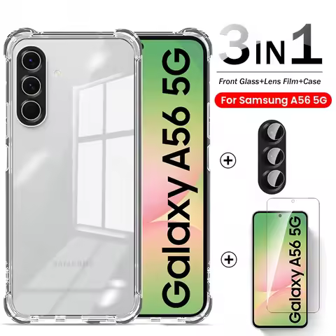 3To1 Clear Case For Samsung Galaxy A56 5G Camera Glass SamsungA56 Screen Protector Sumsung Samung A 