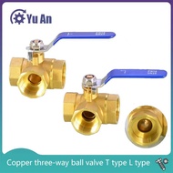 1/2 IN Copper Three Way Ball Valve T Type L Type 1/4IN 3/8IN 3/4 IN 1 IN Inner Wire Valve Switch Wat