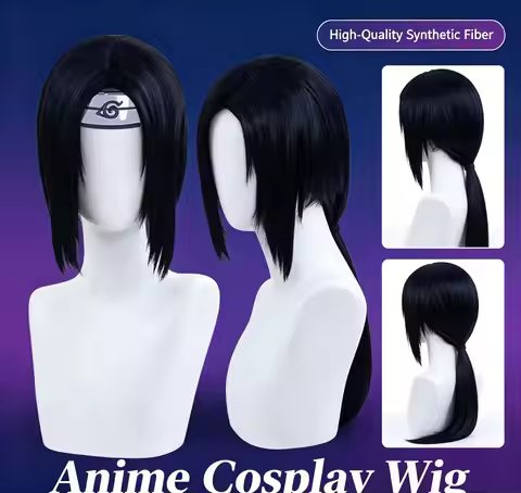 New Anime Uchiha Itachi Cosplay Wig Itachi Uchiha Long Straight Black Heat Resistant Synthetic Hair