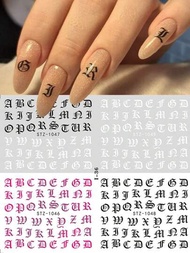 1入組哥德式字母指甲貼紙y2k字型古英文字母指甲設計水轉印貼紙diy指甲藝術裝飾貼紙美甲