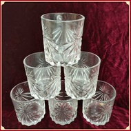 Set of 6 glass drinking glasses, 1 set of 6 cups