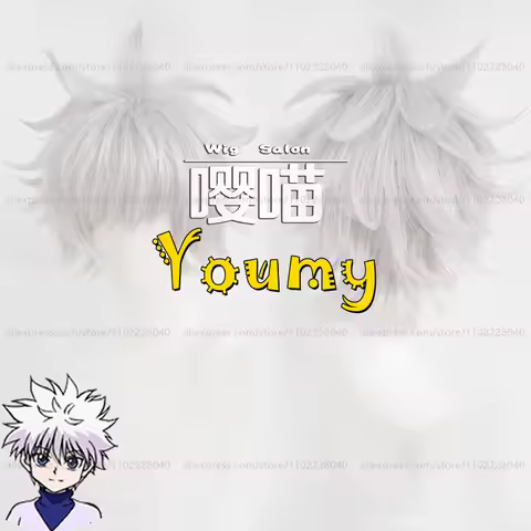 Killua Zoldyck Wig Men 32cm Short Frizzy Hair Silver White Gray Wig Cosplay Anime Wigs Heat Resistan