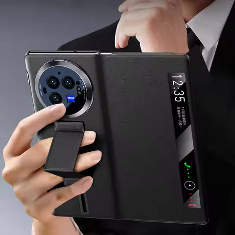 LANGSIDI Smart Flip Case for Vivo X Fold 3 Pro X Fold3 Magnetic Wrist Strap Stand Kickstand Back Cov