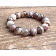 Natural Boswana Agate  Bead Bracelet, Genuine Round Beaded Healing Crystal Bracelet Men Women Stretchy Bracelet