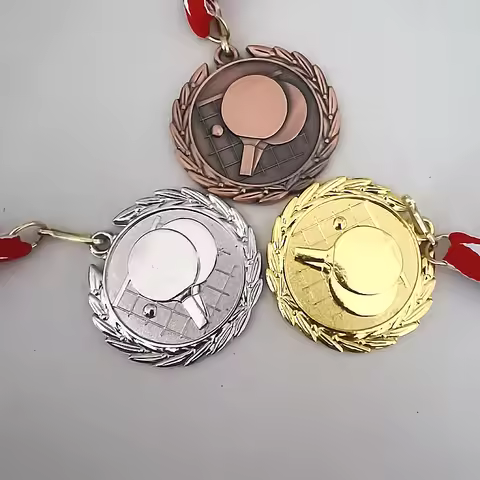 4 color Table Tenni Medal Ping Pong Ball Medal Zinc AlloyTableTennis Medal Sports Competition 5.0cm