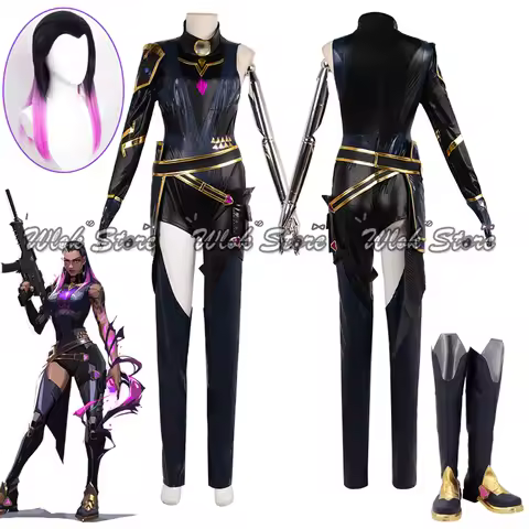 Game Reyna VALORANT Cosplay Costume Wig Leather Uniform Suit Accessories Men Woman Halloween Party C