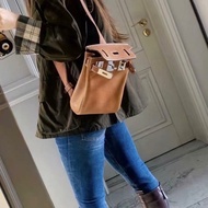 Hermes Hac a Dos胸包金棕 銀扣馬鞍皮18*27*9 98新配件鑰匙*2 鎖塵袋