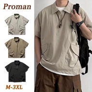 【Dari Perak】ProMan baju t shirt lelaki berkolar Kemeja-T kargo khaki/hitam lelaki dengan bahagian at