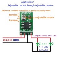 ReadyStock-DC 3.3V 3.7V 5V LED Driver 30-1500MA Constant Current Adjustable Module PWM Control Board