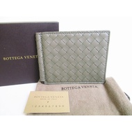 Authentic BOTTEGA VENETA Intrecciato Green Leather Bifold Bill Wallet Purse Pre-owned #7911