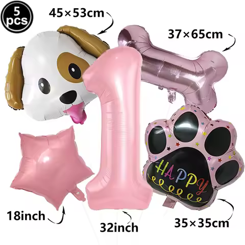 Dog Theme Party Digital Balloon Dog Head Dog Paw and Pink Dog Bone Shaped Foil Balloon Baby Shower K