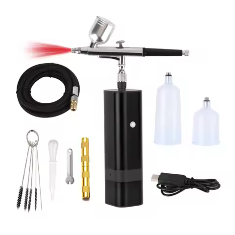 RIBO 32PSI Cordless Mini Airbrush With Compressor Kit TM80S-131 Dual Action Portable Spray Gun Luxur