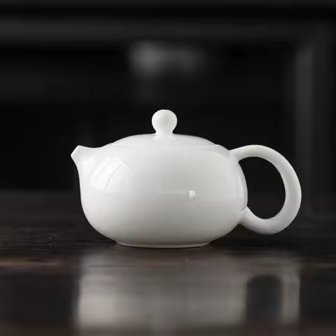 Simple Sheep Fat Jade Porcelain Side Handle Tea Pot Single Pot Xishi Pot Household Kung Fu Tea Set F