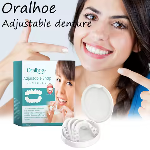 Oralhoe Perfect Fit Dentures Upper Lower Jaw Denture Adjustable Snap On Silicone Denture Oral Care I