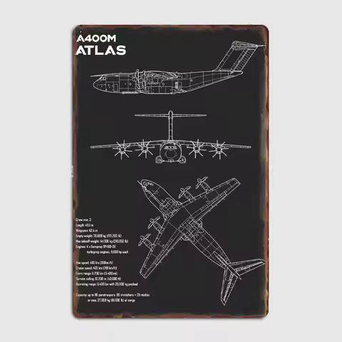 Airbus A400M Atlas plane Metal Poster Garage Decoration Living Room Cinema Living Room Custom Tin Si