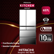 Hitachi 657L Refrigerator Made in Japan K Series 6 Door Glass Door R-WX620KM X Crystal Mirror Peti Sejuk Peti Ais