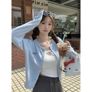 79389 Round Neck Single-Breasted Buttoned Bow Embroidered Knit