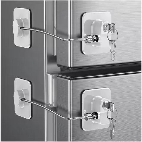 2 Pcs Refrigerator Door Lock, Child Proof Fridge Door Lock for Kitchen Freezer, Cabinets and Drawers