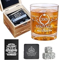 2025 21st Birthday Gift For Him, 21 Year Old Gifts For Men Whiskey Glass Set - 21st Birthday Decorat