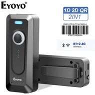 Eyoyo เครื่องสแกนบาร์โค้ดไร้สาย 2D Barcode Scanner ขนาดเล็กพร้อมคลิปผ่านบลูทูธพร้อมบาร์ QR ตัวชี้วัด