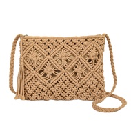 Ayliss Womens Summer Beach Bag Bohemian Hand-Woven Cotton Crochet Crossbody Bag With Tassel Handmade