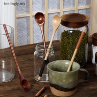 [T&B Dec] 1Pc Wooden Tea Spoon Long Coffee Spoons Small Teaspoon Wood Honey Dessert Spoon Coffee Dri