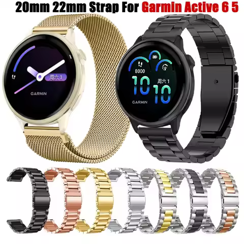 22mm 20mm Metal Watch Band For Garmin Active 6 5/Venu 3 2 /Vivoactive 6 5 4 Strap For Garmin Forerun
