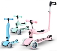 dnqry7 3 In 1 Children's scooter Scooter with Flash Wheels Kick Scooter for 2-12 Year Kids Adjustable Height Foldable Children Scooter Kids Scooters