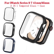 【READY STOCK】iWatch 8/7 Case and Tempered Glass Screen Protector 2in1 for iWatch Series 8 7- Size 45mm 41mm