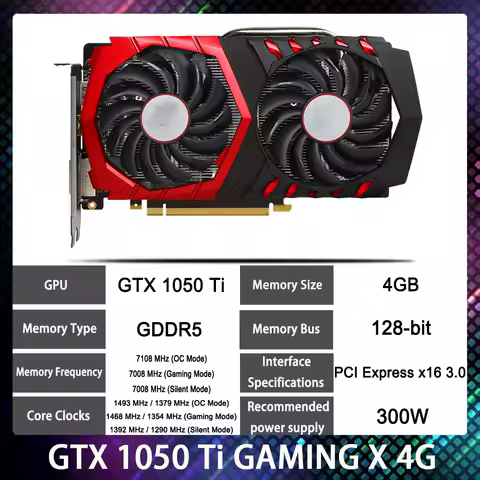 GTX1050 Ti GAMING X 4G Graphics Card For Msi GTX 1050 Ti 4GB Video Card