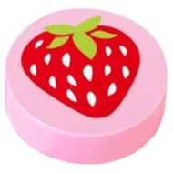LEGO PARTS (GENUINE) 98138pb015 Tile, Round 1 x 1 with Strawberry Pattern
