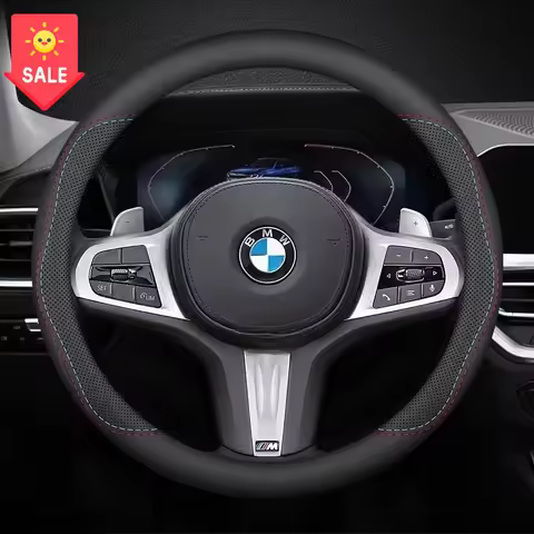 Round Car Leather Steering Wheel Cover For BMW G20 F10 F20 F30 F34 F31 F32 F36 1 2 7 Series X3 X4 X5