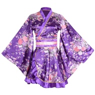 Kimono Bathrobe Costume Japanese Traditional Yukata Cosplay Women's Sexy Sakura Pattern