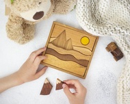 兒童木製拼圖山  蒙台梭利感官玩具  孩子男孩女孩禮物