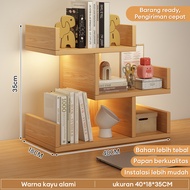 Rak Buku Kayu Meja Mini Rak Buku Meja Belajar Kayu Susun Rak Desktop Storage Rak Organizer Dengan La
