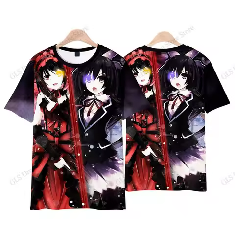 New Anime DATE A LIVE Tokisaki Kurumi 3d Print T-shirt Men Women Fashion Street Short Sleeve Tops Te