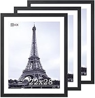 VCK 22x28 Poster Frame Set of 3 - Black,Solid Wood Picture Frames, Textured Exclusive Wall Gallery F