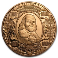 U.S. United States $100 Benjamin Franklin 1 oz .999 Fine Copper Round Coin (Made in United States) 1