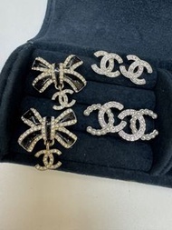 Chanel 耳環 cc閃石耳環 蝴蝶結 Chael Earrings