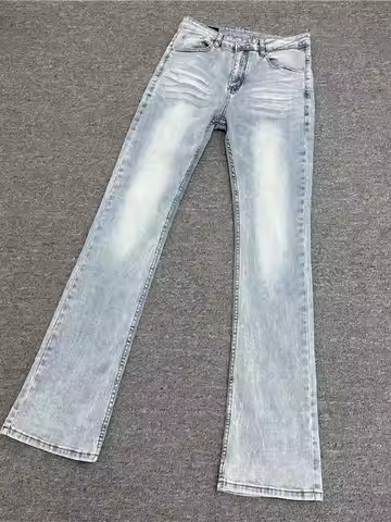 Cleanfit American Retro Washed Ice Blue Lightning Pattern Flared 517 Vintage Casual Versatile Jeans