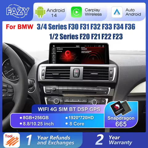 Android 14 Wireless Carplay Auto Radio Touch Screen For BMW 1 2 3 4 Series F20 F21 F22 F30 F31 F32 F