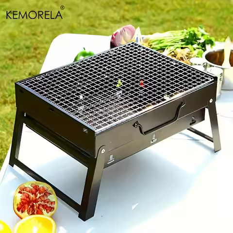 Portable BBQ Charcoal Grill Stainless Steel Small Mini BBQ Tool Kit Outdoor Cooking Camping Picnic B