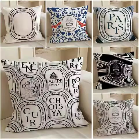 Brand Diptyque Cushion Cover Pillow Short Plush Warm CreamStylel Cushion for Living Room Bedroom Sof